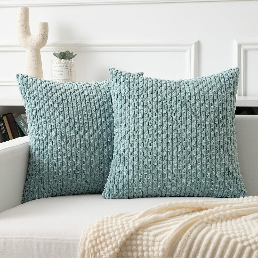3539 Kevin Textile Throw Pillow Covers Soft Corduroy Decorative Set of 2
